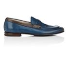 Barrett Men's Apron-toe Burnished Leather Penny Loafers-blue