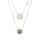 Samira 13 Women's Diamond & Pearl Continuous Necklace-silver