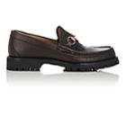 Gucci Men's Horse-bit Web-striped Leather Loafers - Brown