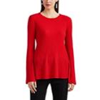 Lisa Perry Women's Wow Ribbed Cashmere Flounce Sweater - Red