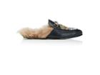 Gucci Men's Princetown Fur-lined Leather Slippers