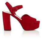 Prada Women's Suede Platform Ankle-strap Sandals-rosso
