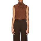 The Row Women's Ray Silk Cowlneck Top-brown
