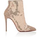 Christian Louboutin Women's Gipsybootie Glitter Mesh Ankle Booties-version Nude