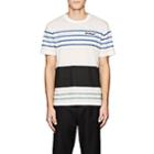 Off-white C/o Virgil Abloh Men's Logo Mixed-stripe Linen-blend T-shirt-black