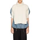Sacai Women's Cable-knit Wool & Cotton Denim Shirt-off White