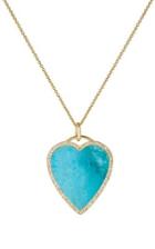 Jennifer Meyer Women's White Diamond & Turquoise Heart Pendant Necklace