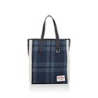 J.w.anderson Women's Shearling-trimmed Plaid Wool Tote Bag - Navy