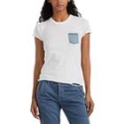 Nsf Women's June Denim-detailed Distressed Cotton T-shirt - White