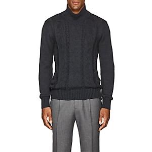 Inis Meain Men's Reverse-cable-knit Alpaca-silk Sweater-charcoal