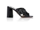 Prada Women's Flower-buckle Patent Leather Slide Sandals