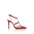 Valentino Garavani Women's Rockstud Leather Ankle-strap Pumps - Red