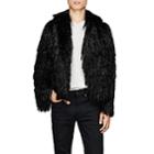 Saint Laurent Men's Fringed Wool Melton Jacket - Black