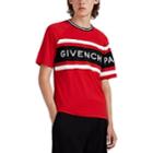 Givenchy Men's Logo-embroidered Striped Cotton T-shirt - Red
