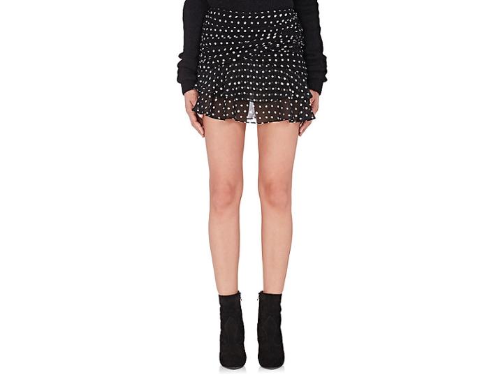 Saint Laurent Women's Polka Dot Gathered Miniskirt