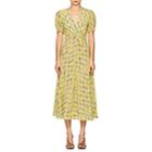 Saloni Women's Lea Algae-print Silk Midi-dress-yellow