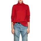Sacai Women's Floral-satin-back Wool Sweater-red, Blue