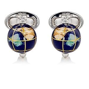 Jan Leslie Men's Spinning-globe Cufflinks-silver