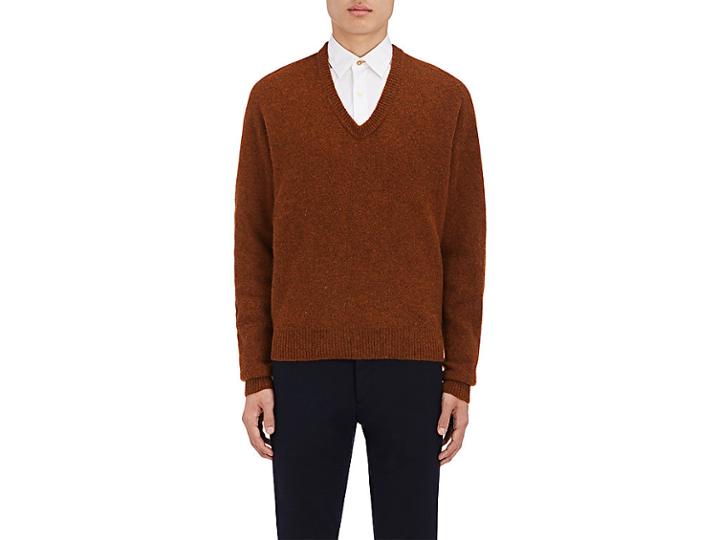 Lemaire Men's Mlange Wool V-neck Sweater