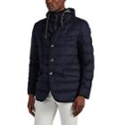 Herno Men's Down-filled Silk-cashmere Blazer Coat - Navy