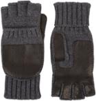 Barneys New York Leather-palm Fingerless Gloves-black