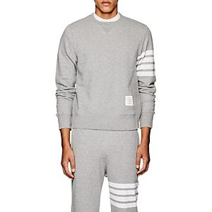 Thom Browne Men's Block-striped Cotton Sweatshirt-light Gray