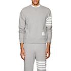 Thom Browne Men's Block-striped Cotton Sweatshirt-light Gray