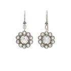 Cathy Waterman Women's Diamond Floral Drop Earrings-silver