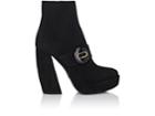 Prada Women's Button-strap Suede Platform Ankle Boots