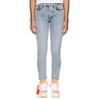 Re/done Women's High-rise Ankle Crop Skinny Jeans-blue