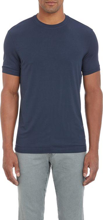 Armani Collezioni Fine-knit Jersey T-shirt-blue