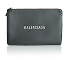 Balenciaga Women's Everyday Logo Large Leather Pouch-black