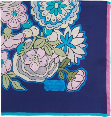 Penrose London Floral-print Pocket Square-blue