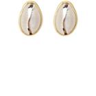 Tohum Design Women's Natural Large Puka Shell Earrings-gold