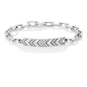 Ambre Victoria Women's Diamond Chevron-engraved Bracelet - Silver
