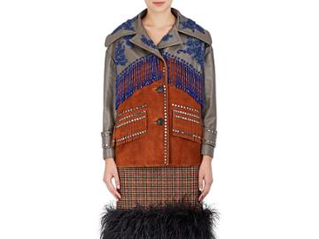Prada Women's Embellished Leather & Suede Jacket