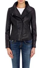 Barneys New York Asymmetric-zip Leather Crop Jacket-black