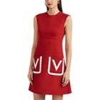 Valentino Women's V-detailed Worsted Wool-silk Sheath Dress - Red