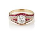 Stephanie Windsor Antiques Women's White-diamond & Ruby Art Deco Ring-gold