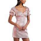 Area Women's Cotton-blend Lam Fitted Minidress - Pink