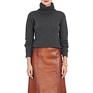 Prada Women's Belted-cuff Wool-cashmere Turtleneck Sweater - Grey
