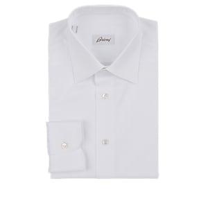 Brioni Men's Herringbone Cotton Dress Shirt - White