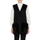 Fendi Women's Fur-trimmed Wool Vest-black