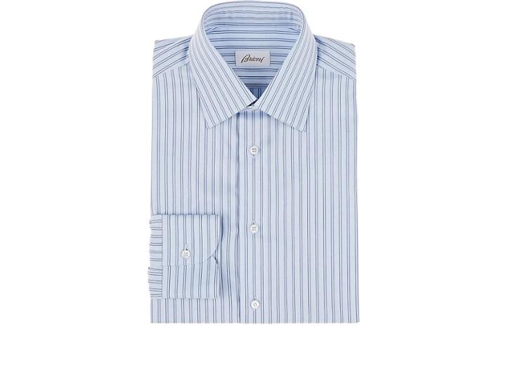 Brioni Men's Double-striped Cotton Dress Shirt