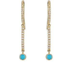 Jennifer Meyer Women's Turquoise & Diamond Mini Stick Drop Earrings-gold