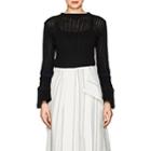 Sacai Women's Cotton-blend Tiered Bell-sleeve Sweater-black, Navy