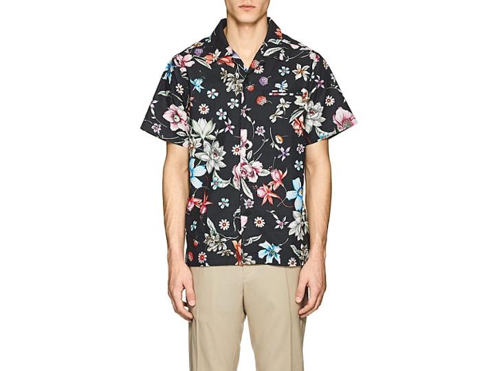 Ovadia & Sons Men's Beach Floral Cotton Poplin Short-sleeve Shirt