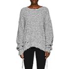 Helmut Lang Women's Distressed Cotton-blend Sweater-gray