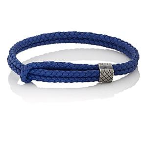 Bottega Veneta Men's Sterling Silver & Intrecciato Leather Bracelet-blue
