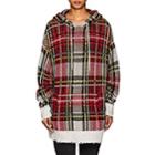 R13 Women's Plaid Cashmere Oversized Hoodie-white